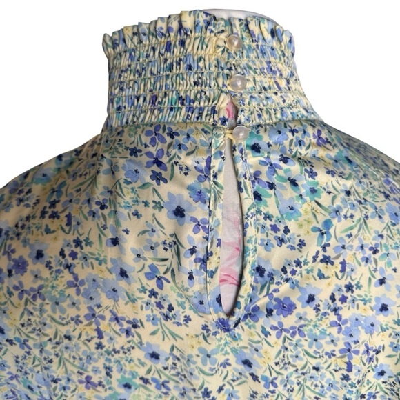 The All Dressed Up Mock Neck Dress Painted Floral in Slate & Powder Size M - Picture 5 of 16